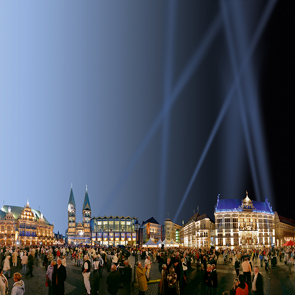 Eine Panorama-Aufnahme des Musikfestes bei Nacht