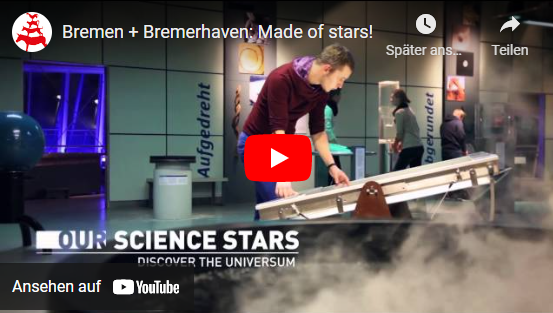 Ein Mann arbeitet in einer Halle an einer Werkbank. Our science stars; Discover the Universum